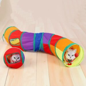 rainbow s shaped cat tunnel collapsible interactive pet play tunnel for cats