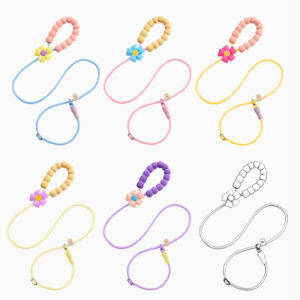 cute flower p chain dog leash – soft grip, no pull control for small & medium pets