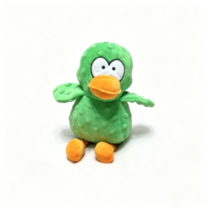 green bubble textured duck squeaky plush dog toy, molar chew toy for puppies