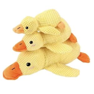 squeaky yellow duck dog toy, durable bite resistant plush molar toy for small medium large dogs