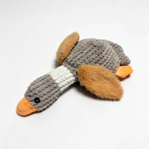 grey textured wild goose squeaky plush dog chew toy