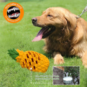 pineapple indestructible rubber dog chew toy for aggressive chewers