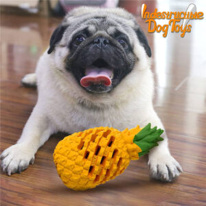 pineapple indestructible rubber dog chew toy for aggressive chewers