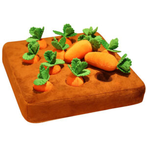 carrot pull plush dog toy – interactive digging & gentle chew enrichment for bored dogs | soft & washable · alphapets